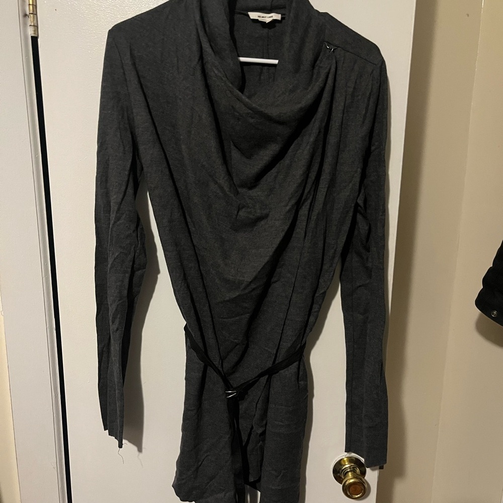 Helmut lang Stylish Gray Draped Cardigan